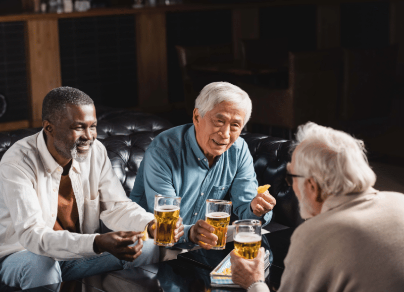 Senior men sitting together